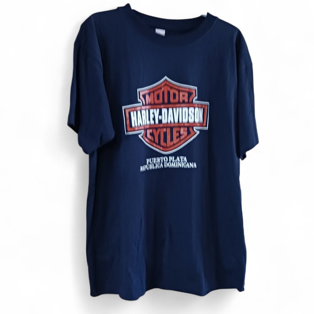 Vintage Mens Harley-Davidson Puerto Plata  T-Shirt  Navy Blue, Size L